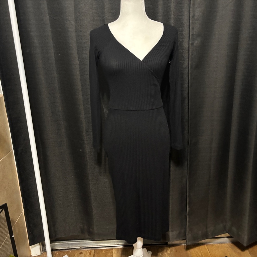 Reformation Black Long Sleeve Dress
